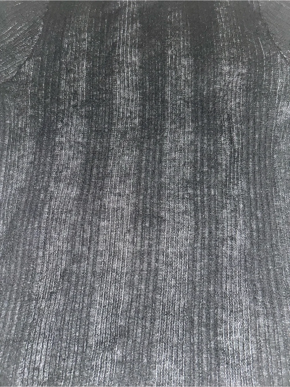 New CHANEL Black Ribbed Short Sleeve Knit Tee with Logo Charm